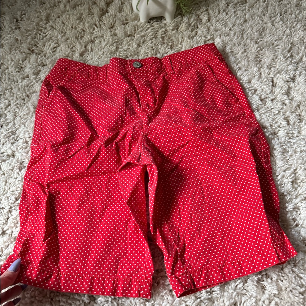 Red Polka Dot Gloria Vanderbilt knee length summer Shorts